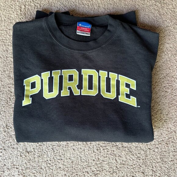 Purdue Sweater Mens XL Crewneck Pullover Black Champion Long Sleeve - Picture 10 of 10